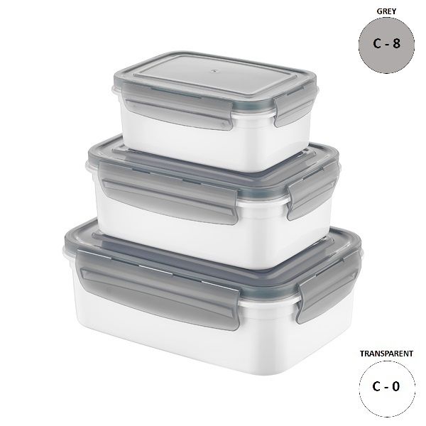 SET VAN 3 RECHTHOEKIGE BEWAARDOOZEN 3L