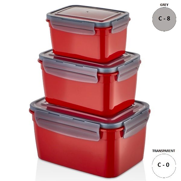 SET VAN 3 RECHTHOEKIGE BEWAARDOZEN 4.6L