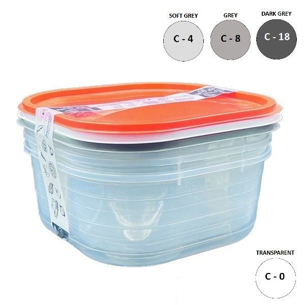 SET VAN 3 VIERKANTE BEWAARDOZEN 2500ML