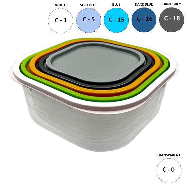 SET VAN 5 VIERKANTE BEWAARDOZEN