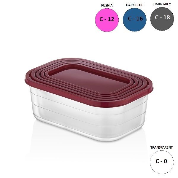 SET 5 RECHTHOEKIGE BEWAARDOZEN 4.92L