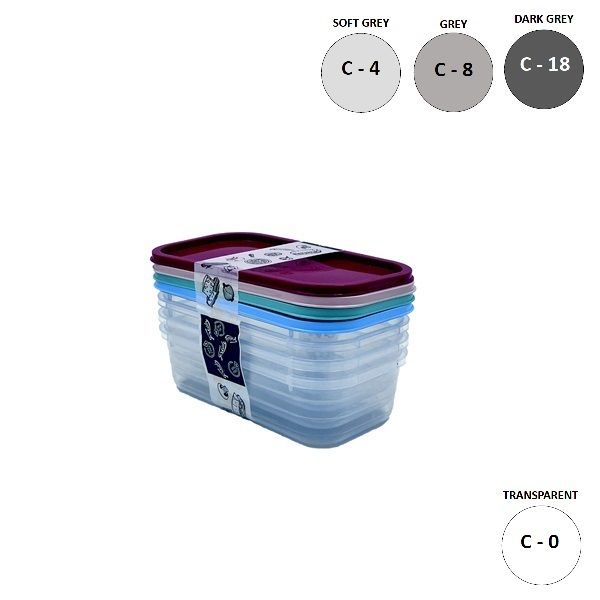 SET VAN 4 RECHTHOEKIGE BEWAARDOZEN 390ML