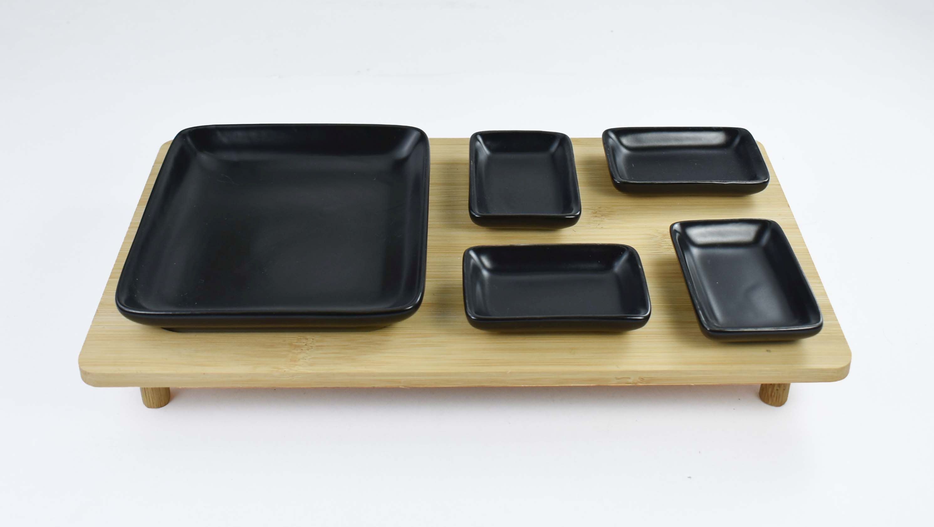 TAPAS SET  6 STUKS BAMBOE EN KERAMIEK