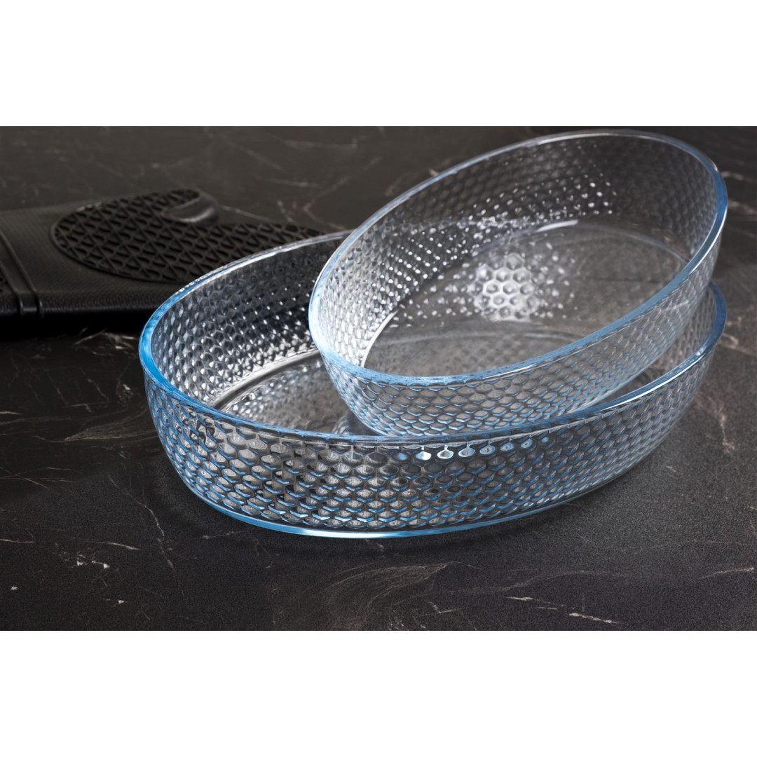 SET 2 PLATS A POUR FOUR OVALES EN VERRE