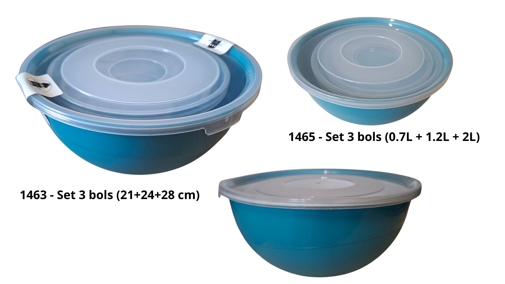 SET VAN 3 KOMMEN MET DEKSEL 21-24-28 CM