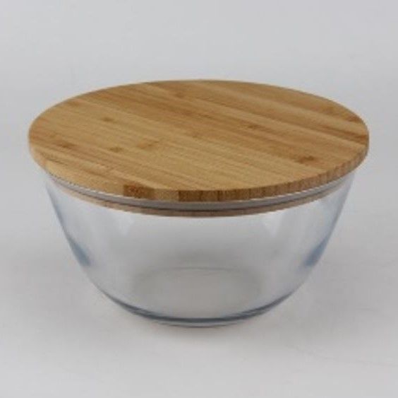 BOL EN VERRE 1050ML + COUVERCLE EN BAMBO