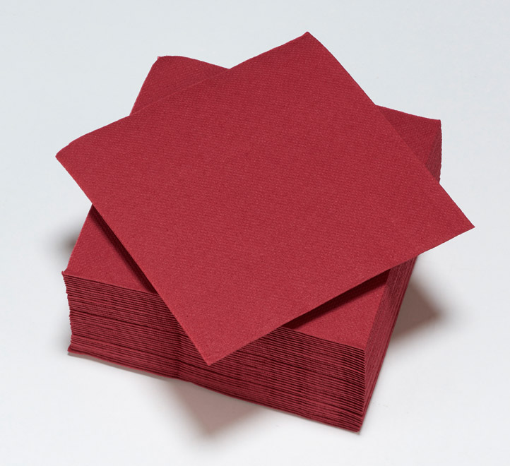 40 SERVIETTES  COCKTAIL BORDEAUX 25X25CM