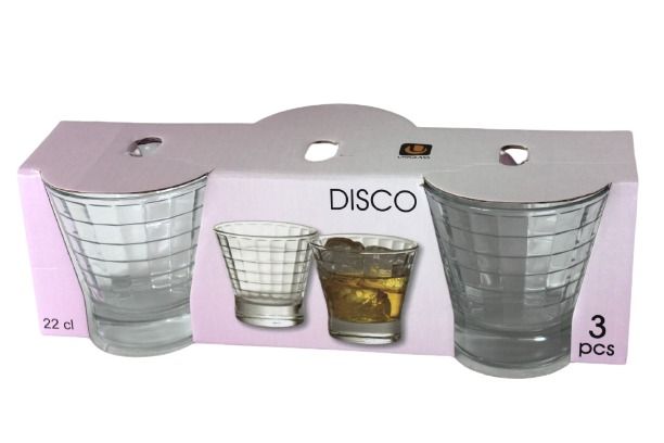 SET VAN 3 GLAZEN 24CL "DISCO"