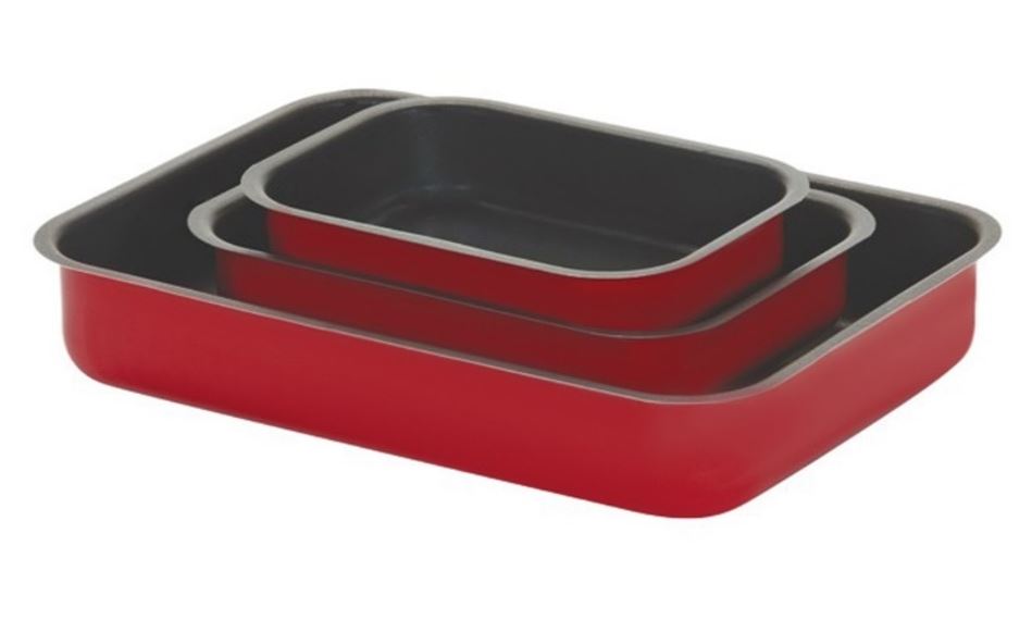 3 PLATS A FOUR NON STICK ROUGE 25-30-35