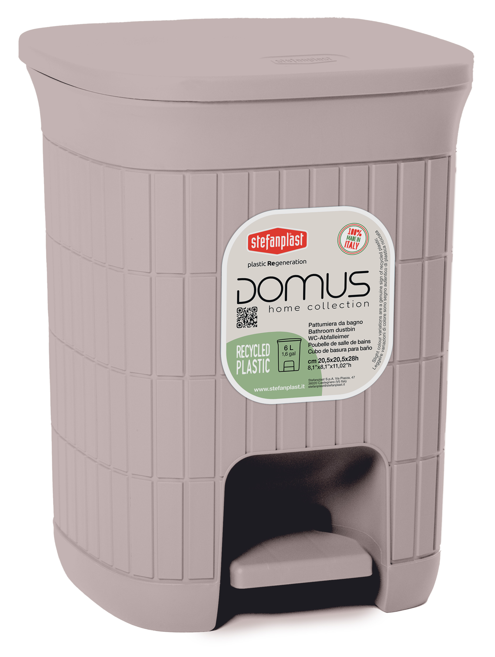 POUBELLE 6LT GREIGE DOMUS