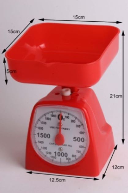 MECHANISCHE KEUKENWEEGSCHAAL ROOD