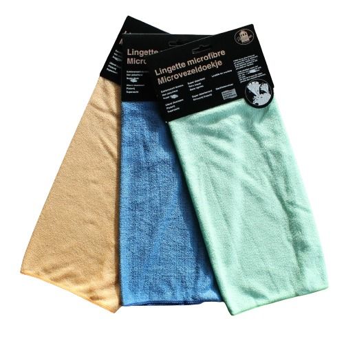 LINGETTE MICROFIBRE 40X40CM - 3 COLORIS