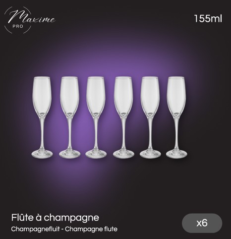 SET VAN 6 CHAMPAGNE GLAZEN 155ML