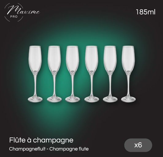 SET VAN 6 CHAMPAGNE GLAZEN 180ML