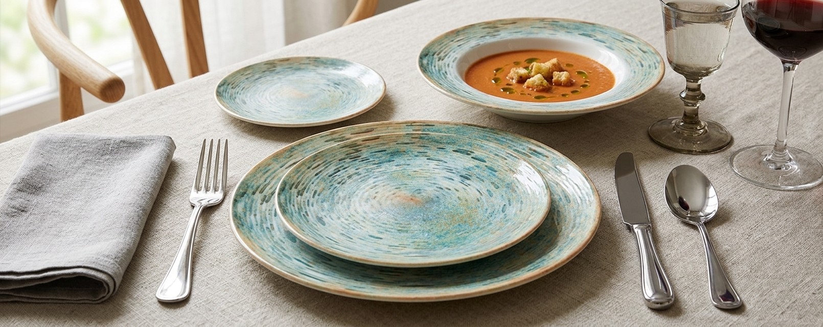 25,5 CM PLATTE BORD BLUE IMPRESSION