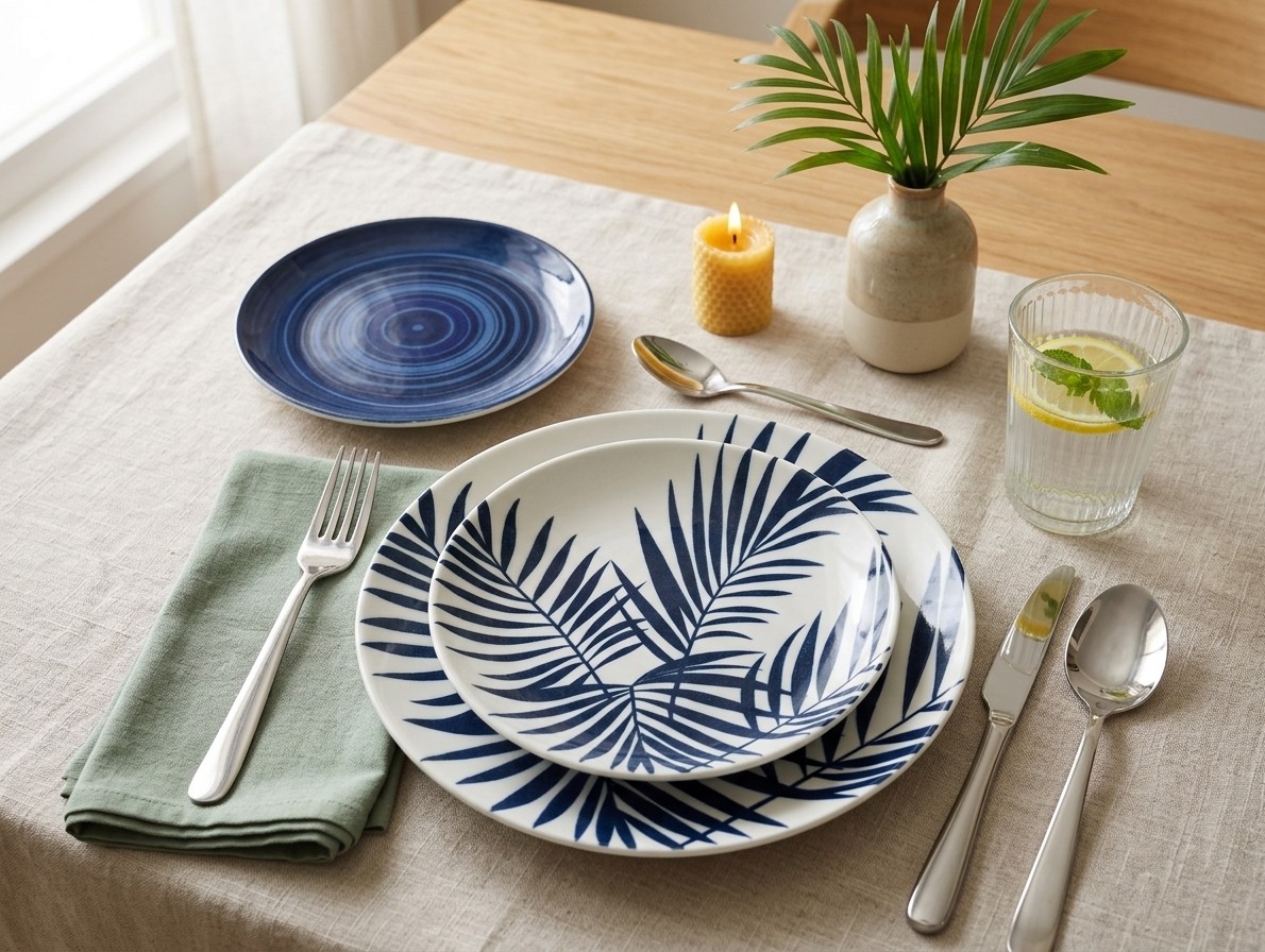 DESSERTBORD 19 CM BLAUWE PALM