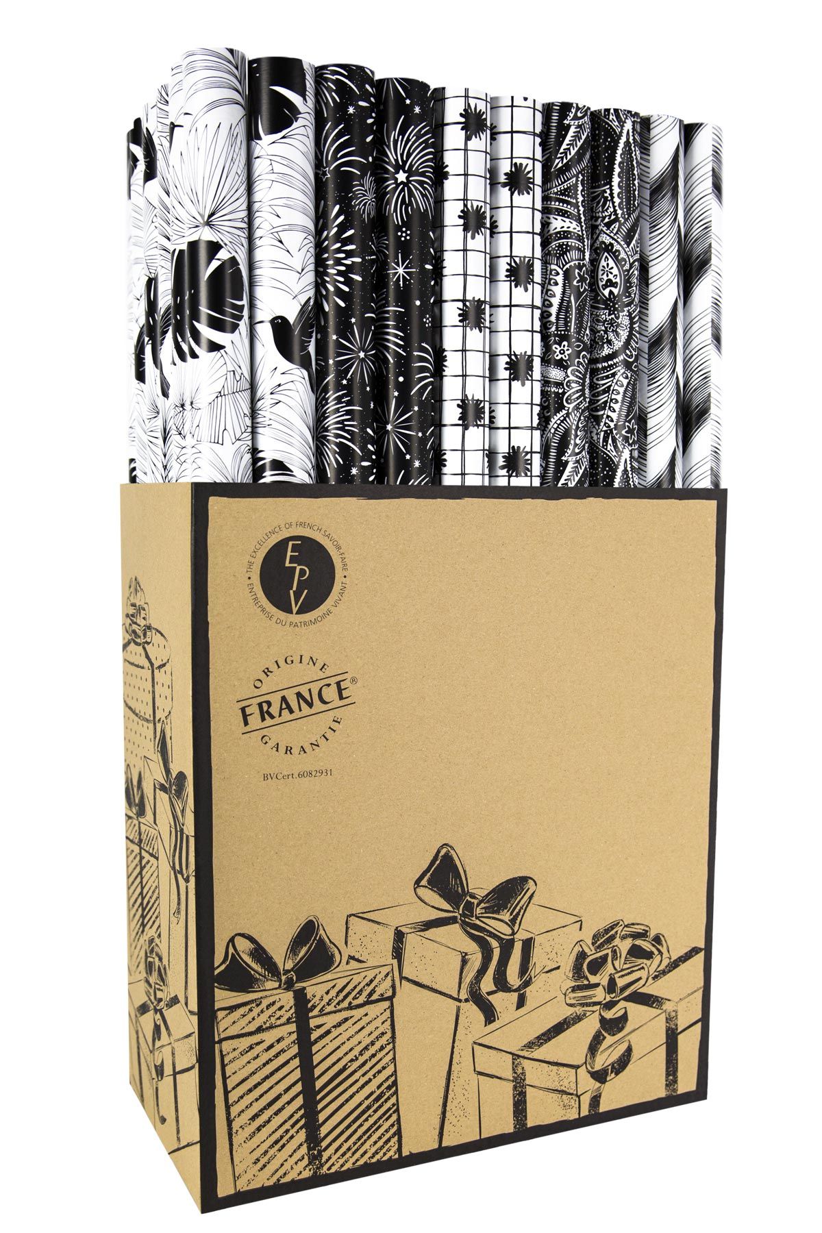 PAPIER CADEAU "NOIR &amp; BLANC" 70X200CM