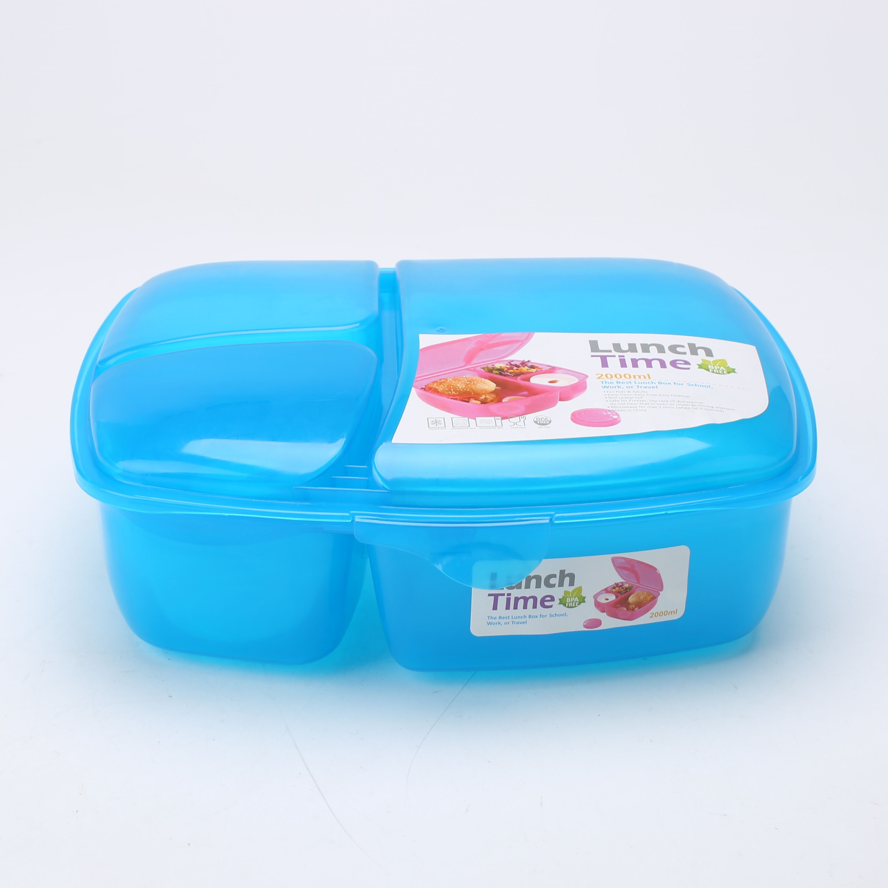 3 DEELIG RECHTHOEKIG LUNCH DOOS 2000ML