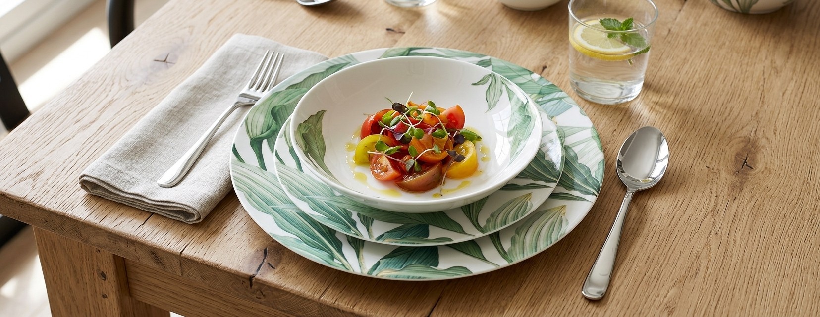 25,5 CM PLATTE BORD GREEN LEAF