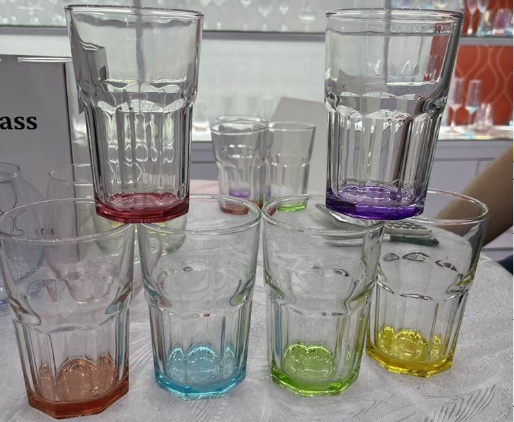 SET VAN 6 GLAZEN 295ML GEKLEURDE BODEM