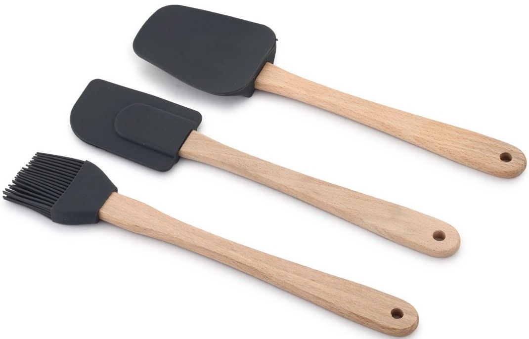 SET 3 STUKS KOOKGEREI SILICONE ZWART