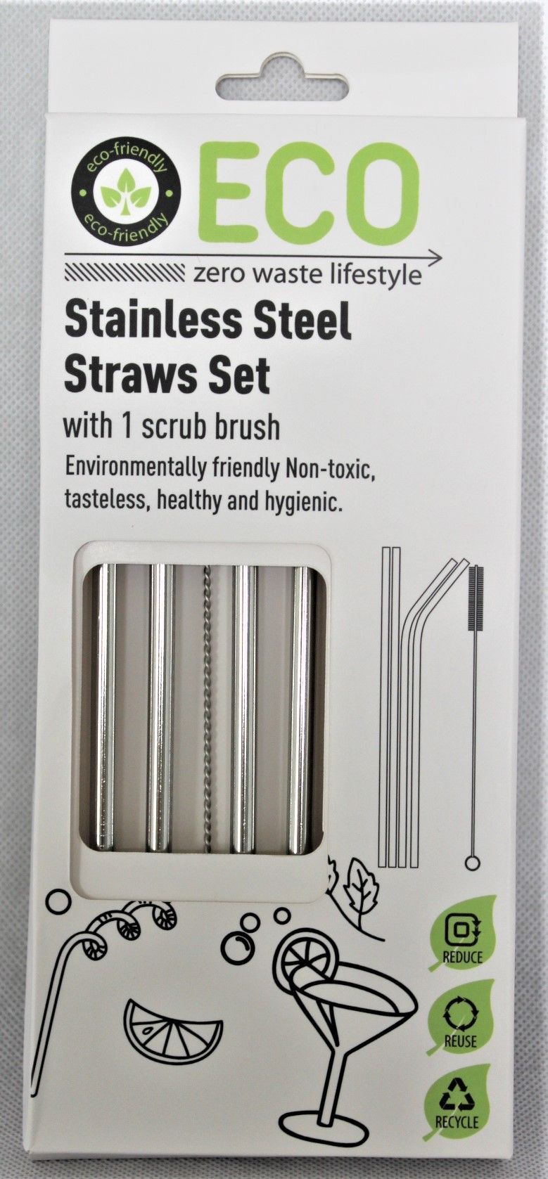 SET VAN 4 INOX RIETJES + BORSTEL