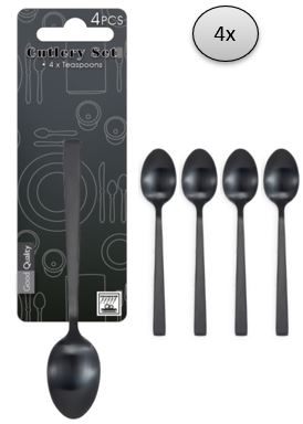 SET DE 4 CUILLERES A CAFE NOIRES