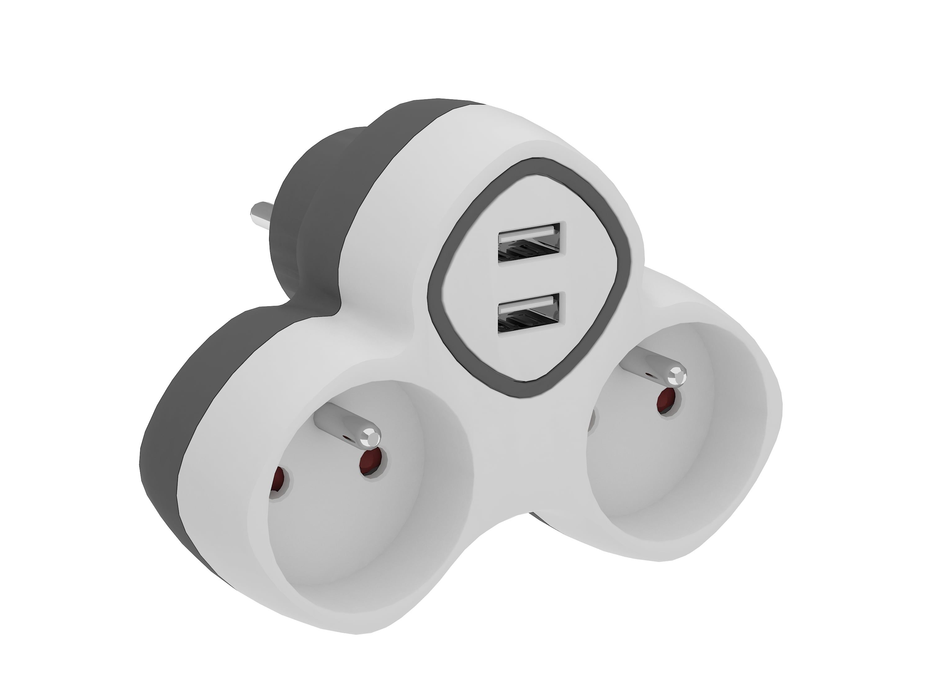 ADAPTATEUR 2 PRISES + 2 USB