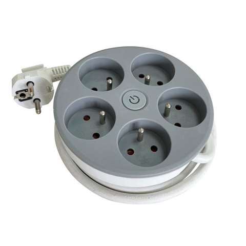 VIJFVOUDIGE ROND STEKKERDOOS + SCHAKELAA