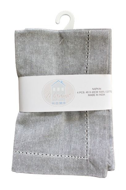 SET DE 4 SERVIETTES COTON 40X40CM GRIS