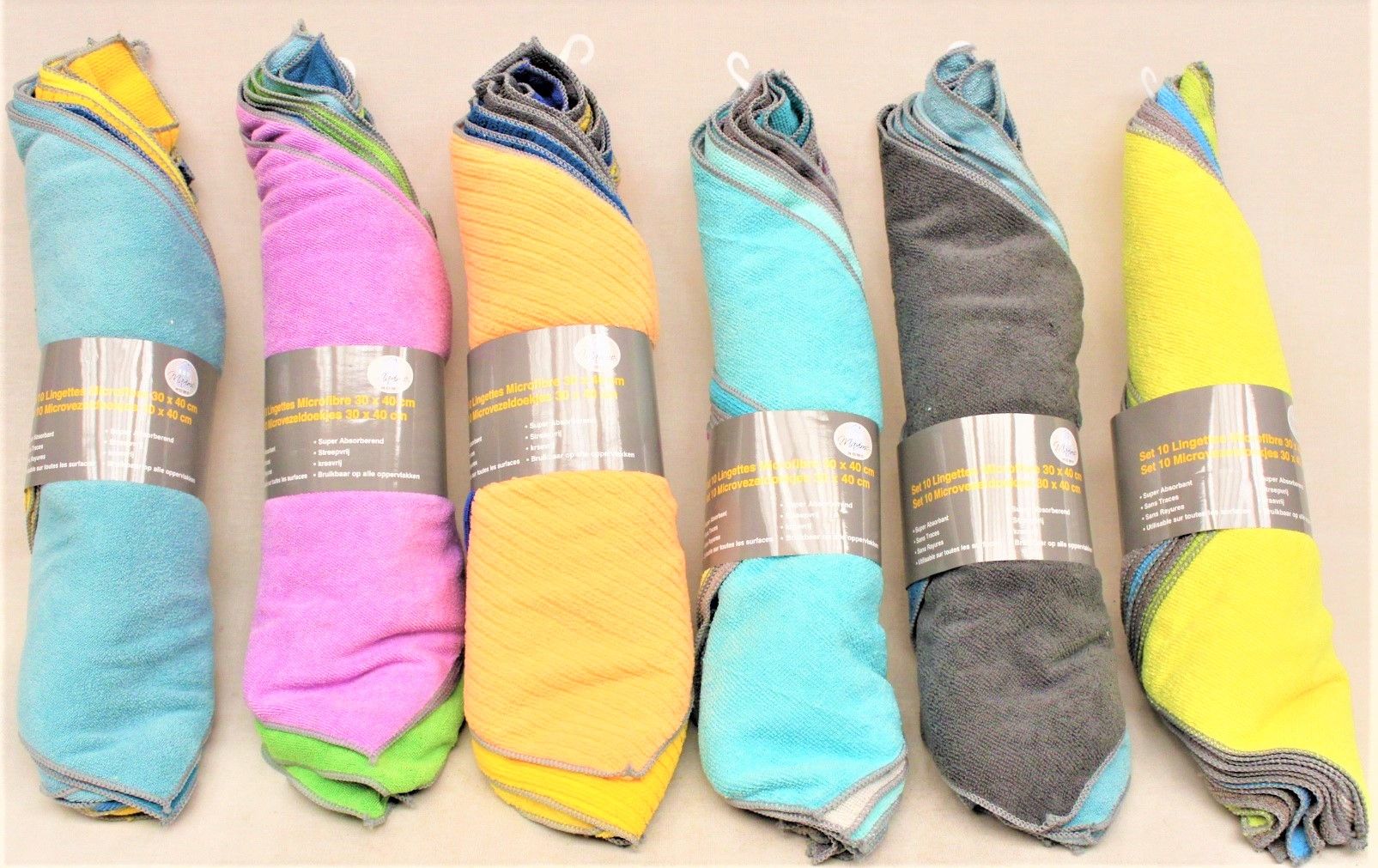 SET DE 10 LINGETTES MICROFIBRE 30X40CM