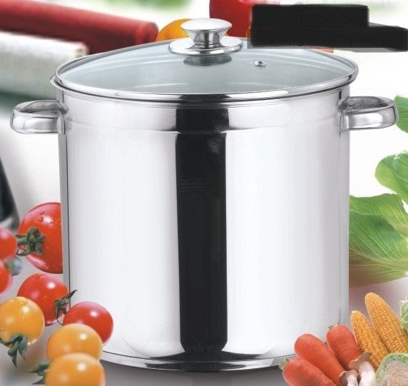 INOX SOEPKOM 28CM 15L + GLAZEN DEKSEL