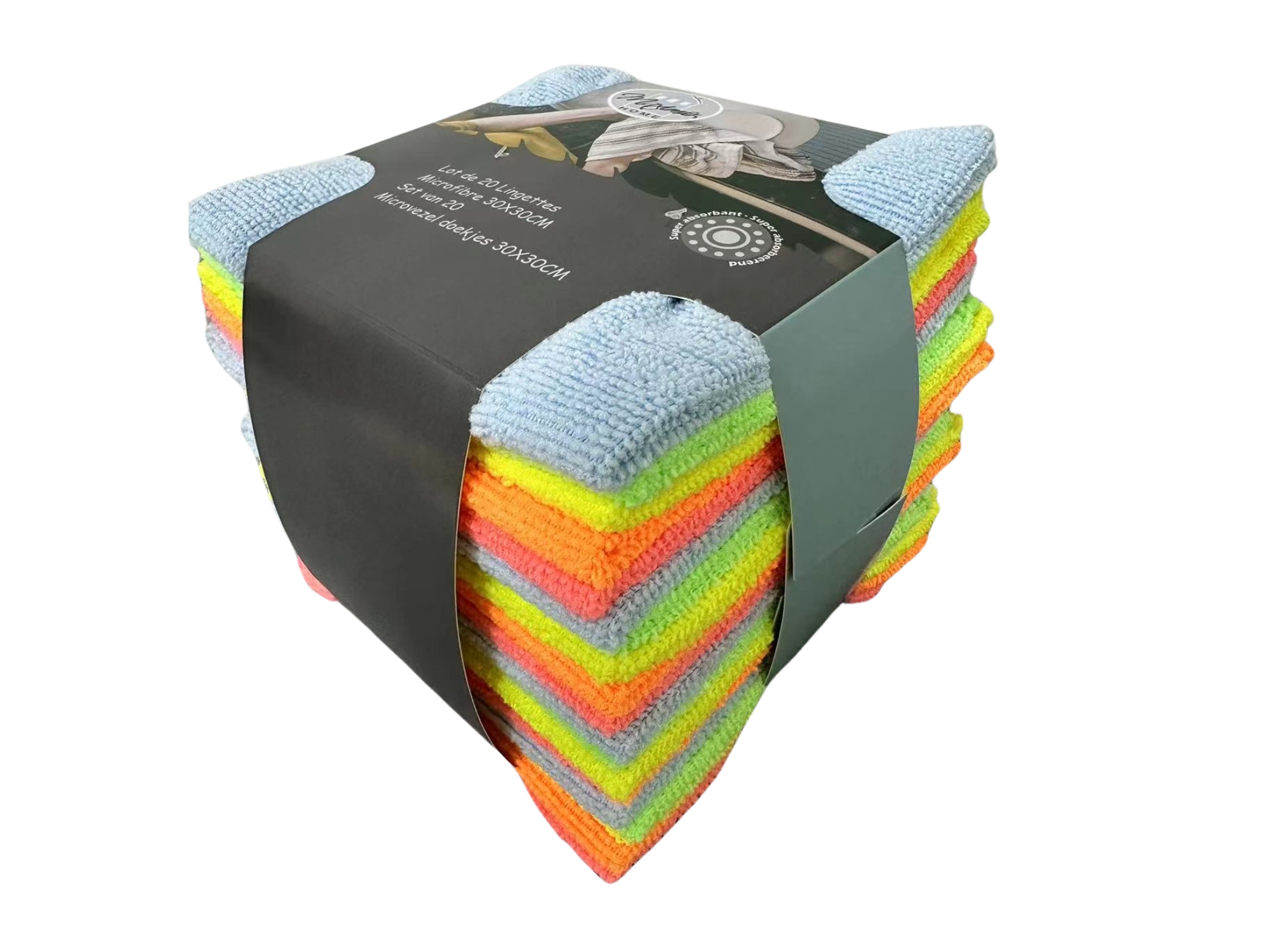 LOT DE 20 LINGETTES MICROFIBRE 30X30CM