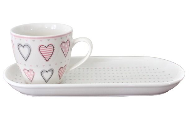 VERWWENDE KOFFIE SET "PINK HEARTS"